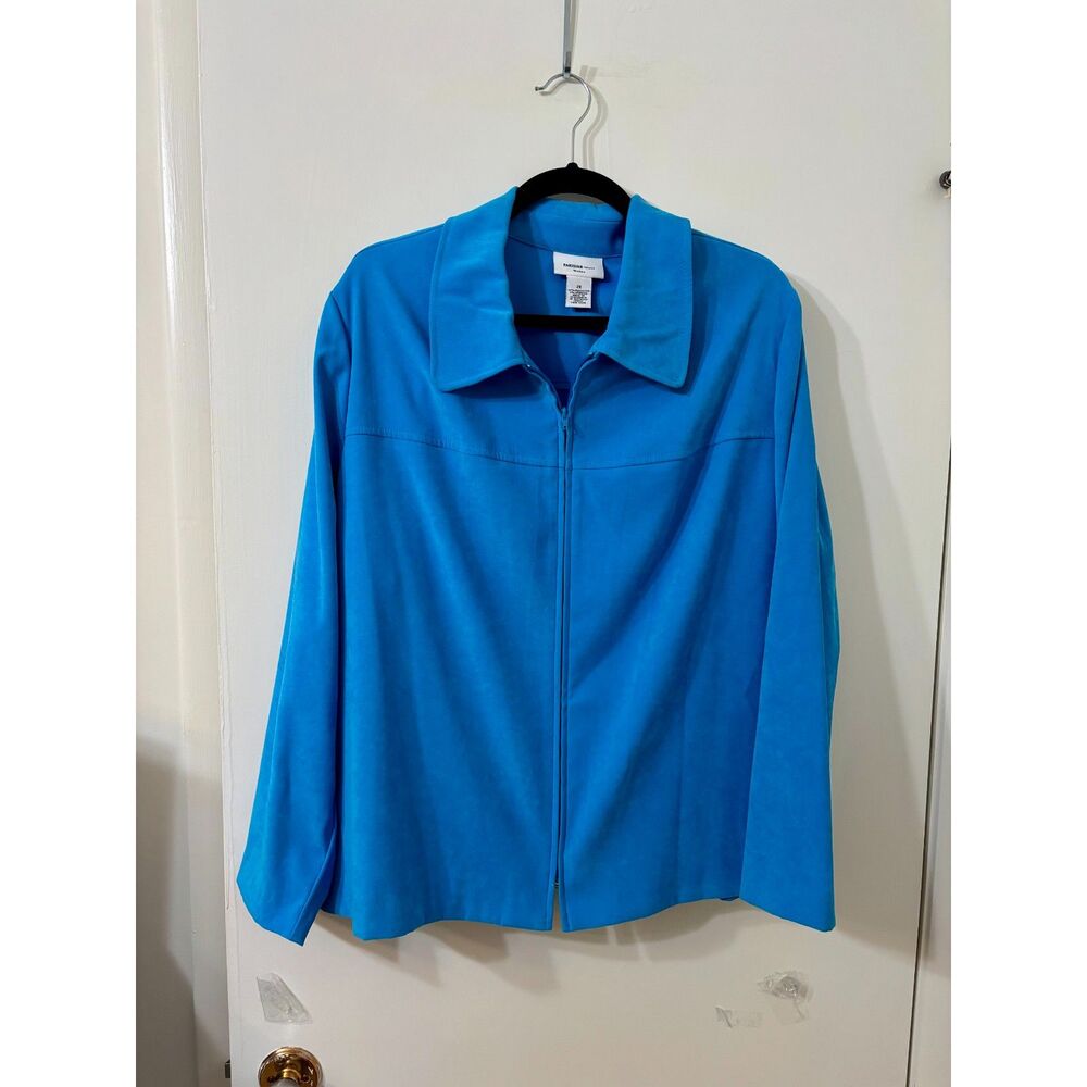 Parisian Works Women 2X -Vintage Teal Soft Faux Suede Zipper Jacket/Suit Coat